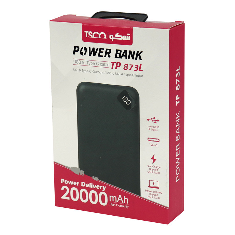 پاوربانک فست شارژ 20000 تسکو TSCO TP 873L QC3 PD 18W