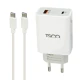 شارژر دیواری فست شارژ TSCO TTC 60 3A QC3.0 PD 27W Type-C + کابل تبدیل تایپ سی