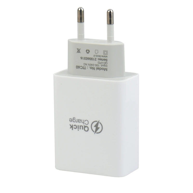 شارژر دیواری فست شارژ TSCO TTC 60 3A QC3.0 PD 27W Type-C + کابل تبدیل تایپ سی