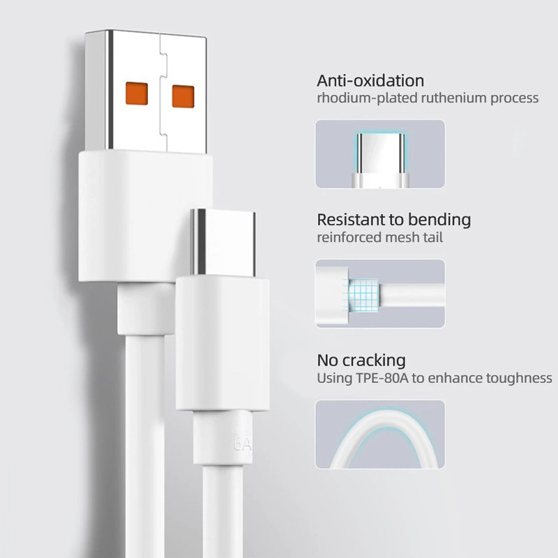 کابل Xiaomi 6A Type-C 1m