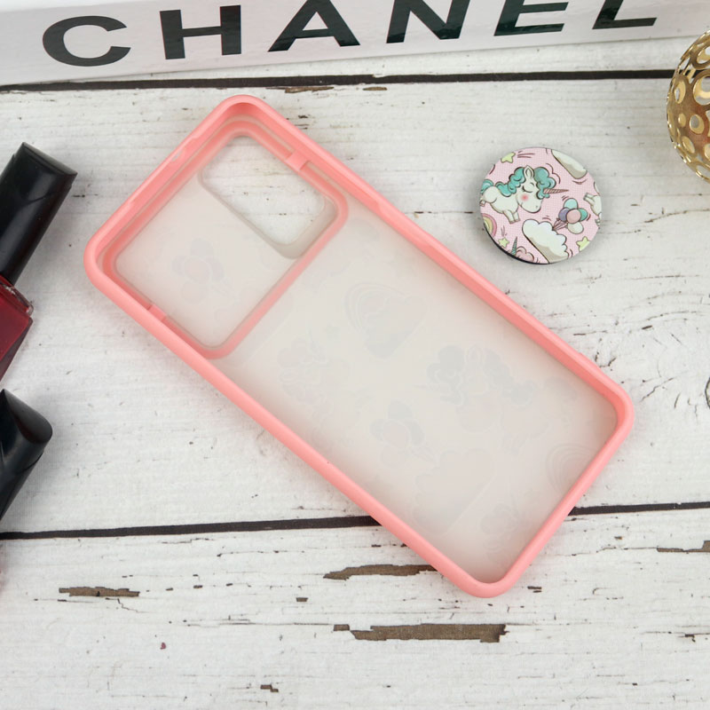 قاب طرحدار محافظ لنزدار کشویی + پاپ سوکت طرح یونیکورن شیائومی Poco M3 سری B