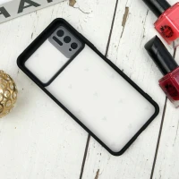 قاب طرحدار محافظ لنزدار کشویی + پاپ سوکت طرح قلب مشکی شیائومی Poco M3 Pro سری B