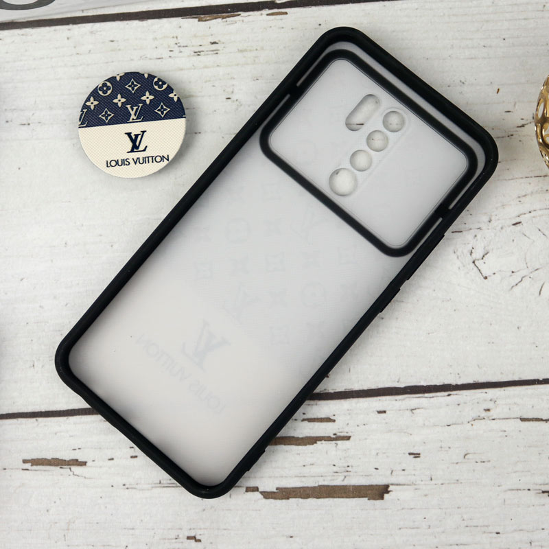 قاب طرحدار محافظ لنزدار کشویی + پاپ سوکت طرح LV شیائومی Redmi 9 سری B