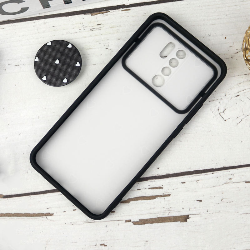 قاب طرحدار محافظ لنزدار کشویی + پاپ سوکت طرح قلب سفید شیائومی Redmi 9 سری B