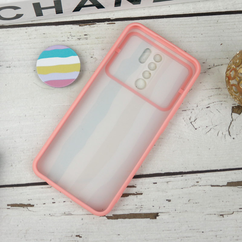 قاب طرحدار محافظ لنزدار کشویی + پاپ سوکت طرح رنگین کمان شیائومی Redmi 9 سری B