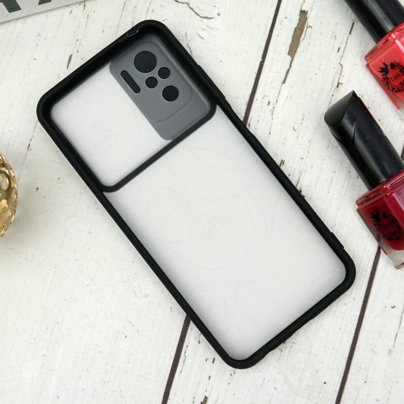 قاب طرحدار محافظ لنزدار کشویی + پاپ سوکت طرح چهره شیائومی Redmi Note 10 سری B