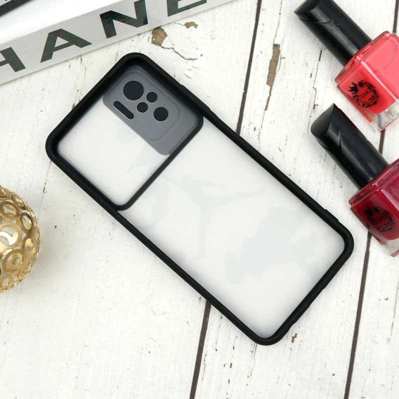 قاب طرحدار محافظ لنزدار کشویی + پاپ سوکت طرح ارتشی شیائومی Redmi Note 10 سری B