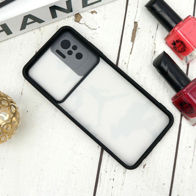 قاب طرحدار محافظ لنزدار کشویی + پاپ سوکت طرح ارتشی شیائومی Redmi Note 10 سری B