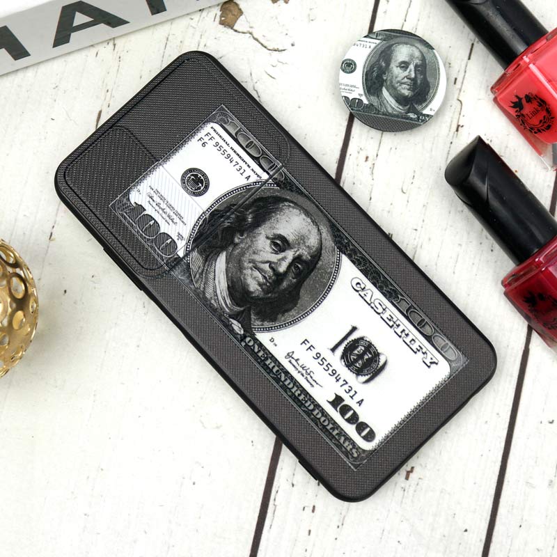 قاب طرحدار محافظ لنزدار کشویی + پاپ سوکت طرح دلار شیائومی Redmi Note 10 سری B