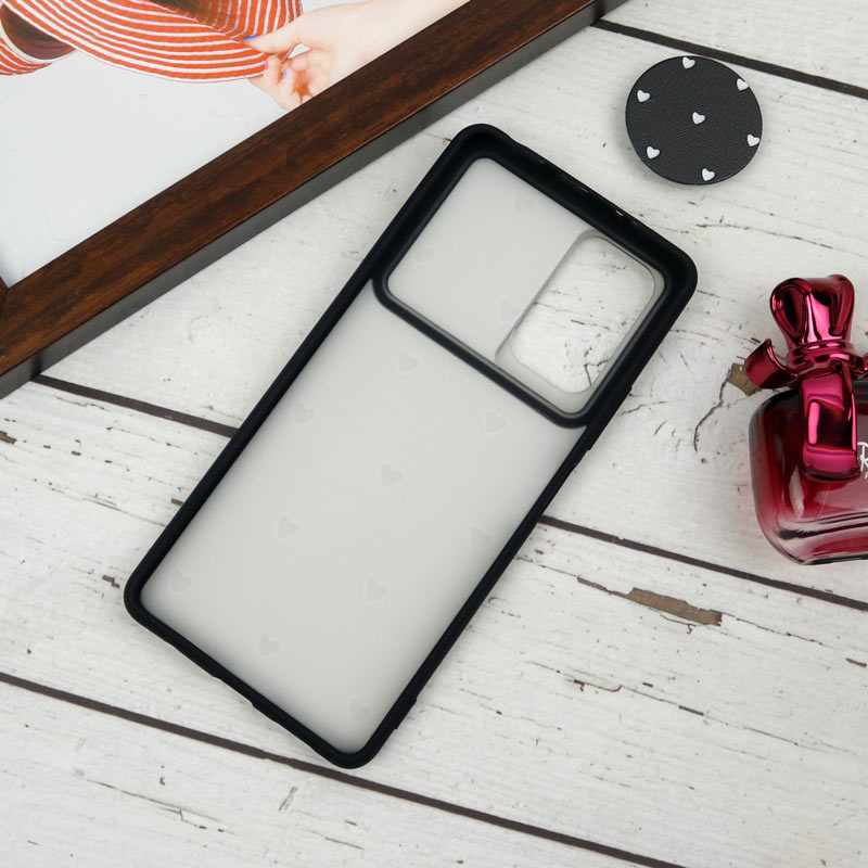 قاب طرحدار محافظ لنزدار کشویی + پاپ سوکت طرح قلب سفید شیائومی Redmi Note 10 Pro سری B