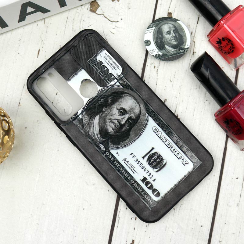 قاب طرحدار محافظ لنزدار کشویی + پاپ سوکت طرح دلار شیائومی Redmi Note 8 سری B