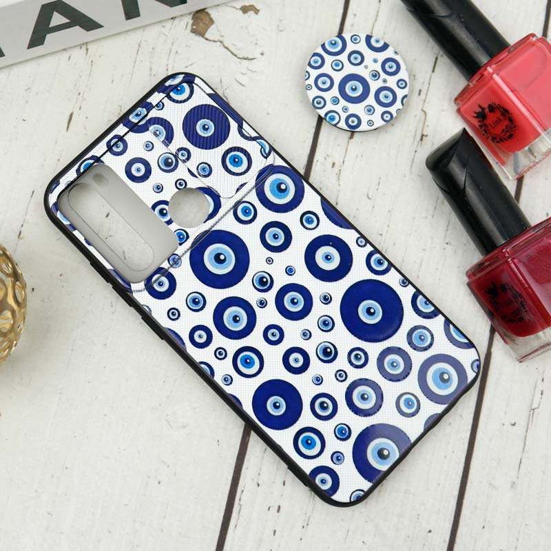 قاب طرحدار محافظ لنزدار کشویی + پاپ سوکت طرح چشم و نظر شیائومی Redmi Note 8 سری B