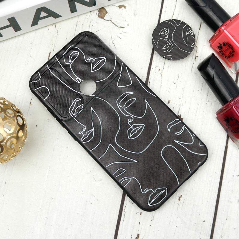 قاب طرحدار محافظ لنزدار کشویی + پاپ سوکت طرح چهره شیائومی Redmi Note 8 سری B