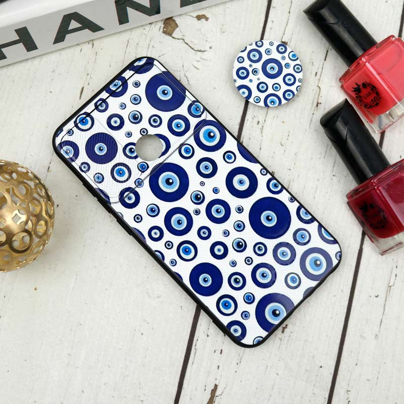 قاب طرحدار محافظ لنزدار کشویی + پاپ سوکت طرح چشم و نظر شیائومی Redmi Note 8 سری B