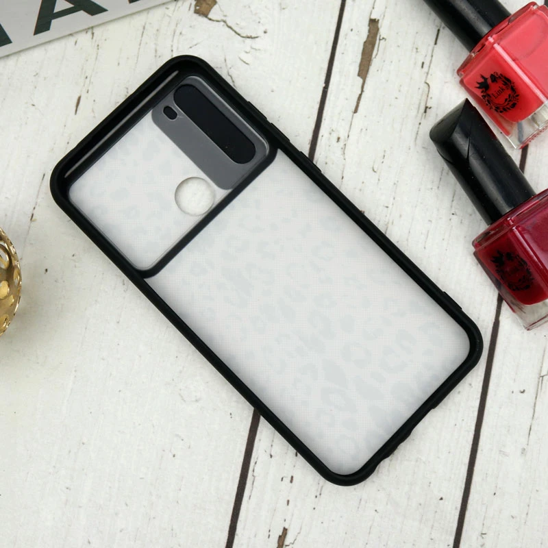 قاب طرحدار محافظ لنزدار کشویی + پاپ سوکت طرح پلنگی شیائومی Redmi Note 8 سری B