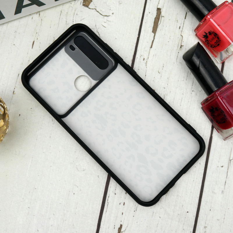 قاب طرحدار محافظ لنزدار کشویی + پاپ سوکت طرح پلنگی شیائومی Redmi Note 8 سری B