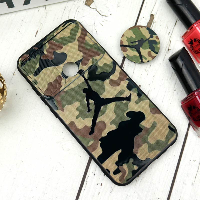 قاب طرحدار محافظ لنزدار کشویی + پاپ سوکت طرح ارتشی شیائومی Redmi Note 8 سری B