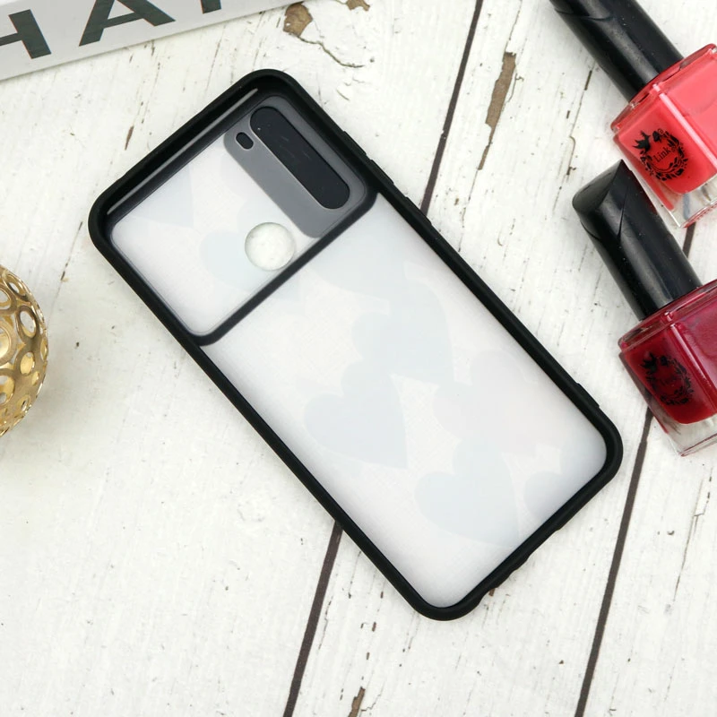 قاب طرحدار محافظ لنزدار کشویی + پاپ سوکت طرح قلبی شیائومی Redmi Note 8 سری B