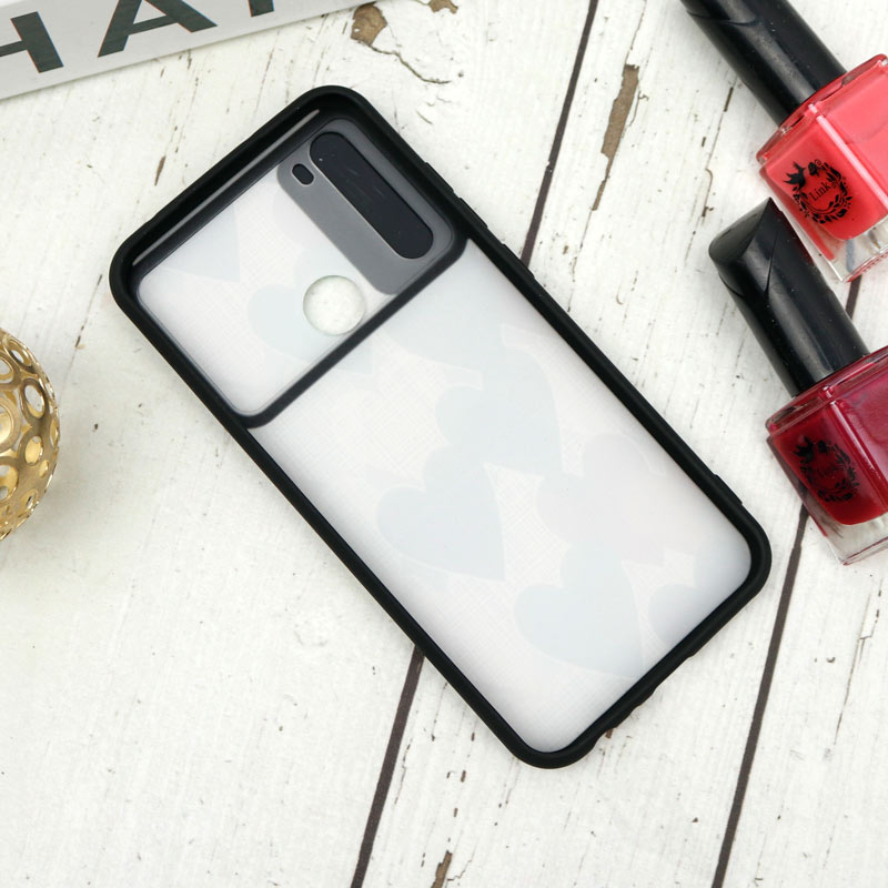 قاب طرحدار محافظ لنزدار کشویی + پاپ سوکت طرح قلبی شیائومی Redmi Note 8 سری B