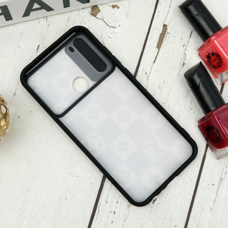 قاب طرحدار محافظ لنزدار کشویی + پاپ سوکت طرح LV رنگی شیائومی Redmi Note 8 سری B