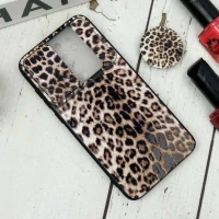 قاب طرحدار محافظ لنزدار کشویی + پاپ سوکت طرح پلنگی شیائومی Redmi Note 8 Pro سری B