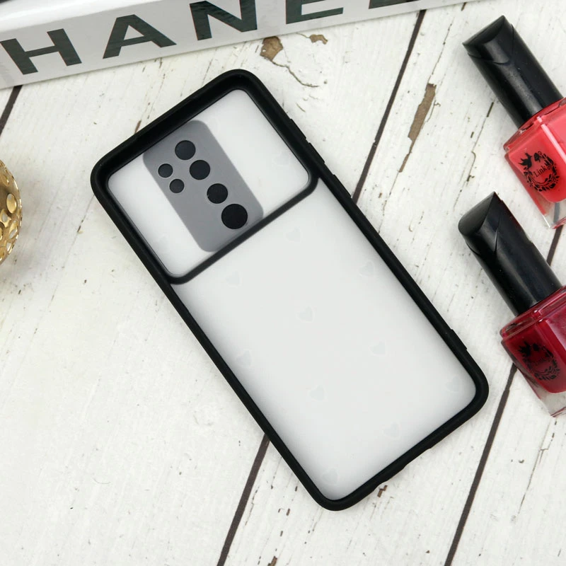 قاب طرحدار محافظ لنزدار کشویی + پاپ سوکت طرح قلب سفید شیائومی Redmi Note 8 Pro سری B