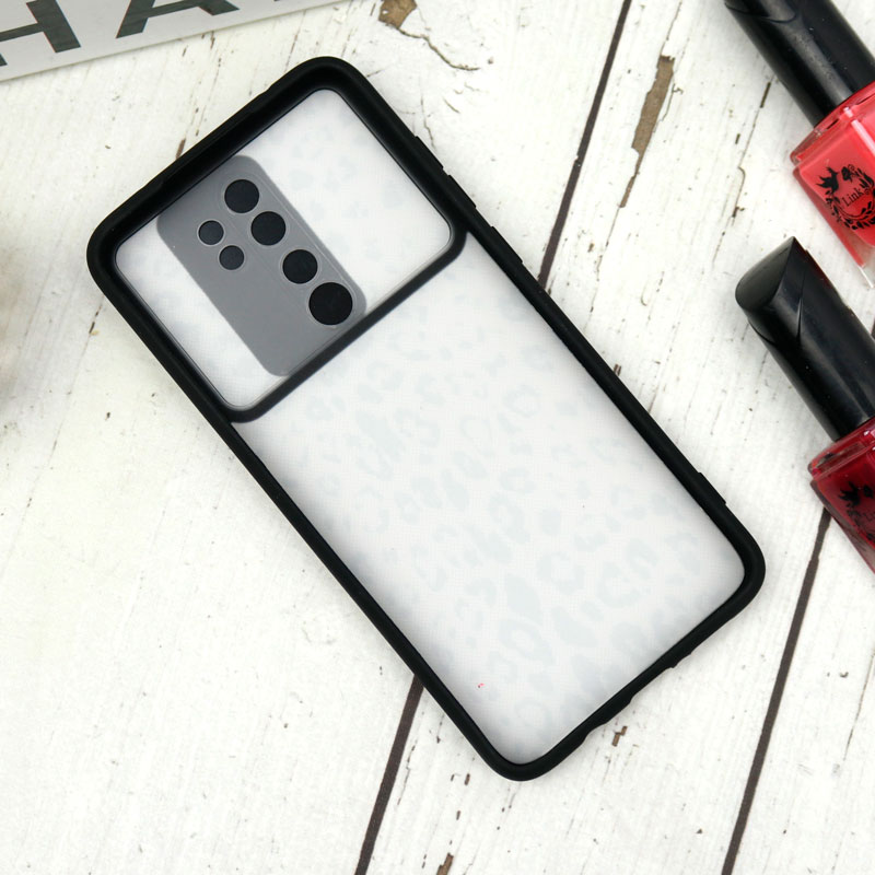 قاب طرحدار محافظ لنزدار کشویی + پاپ سوکت طرح پلنگی شیائومی Redmi Note 8 Pro سری B