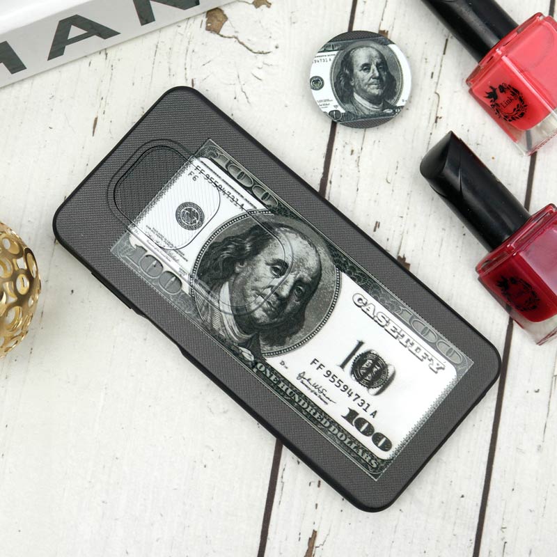 قاب طرحدار محافظ لنزدار کشویی + پاپ سوکت طرح دلار شیائومی Redmi Note 9s / Note 9 Pro سری B