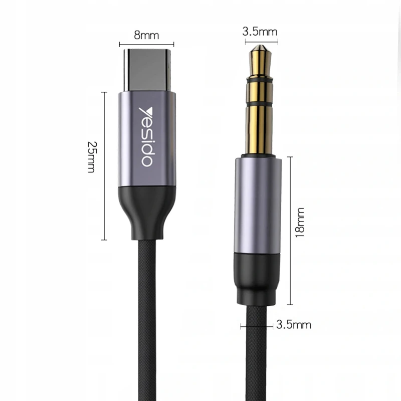 کابل تبدیل Type-C به AUX یسیدو YAU20 طول 1 متر