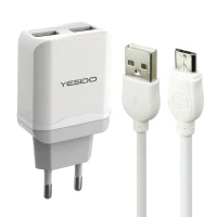 شارژر دیواری Yesido YC10 2Port 2.4A + کابل میکرو یو اس بی