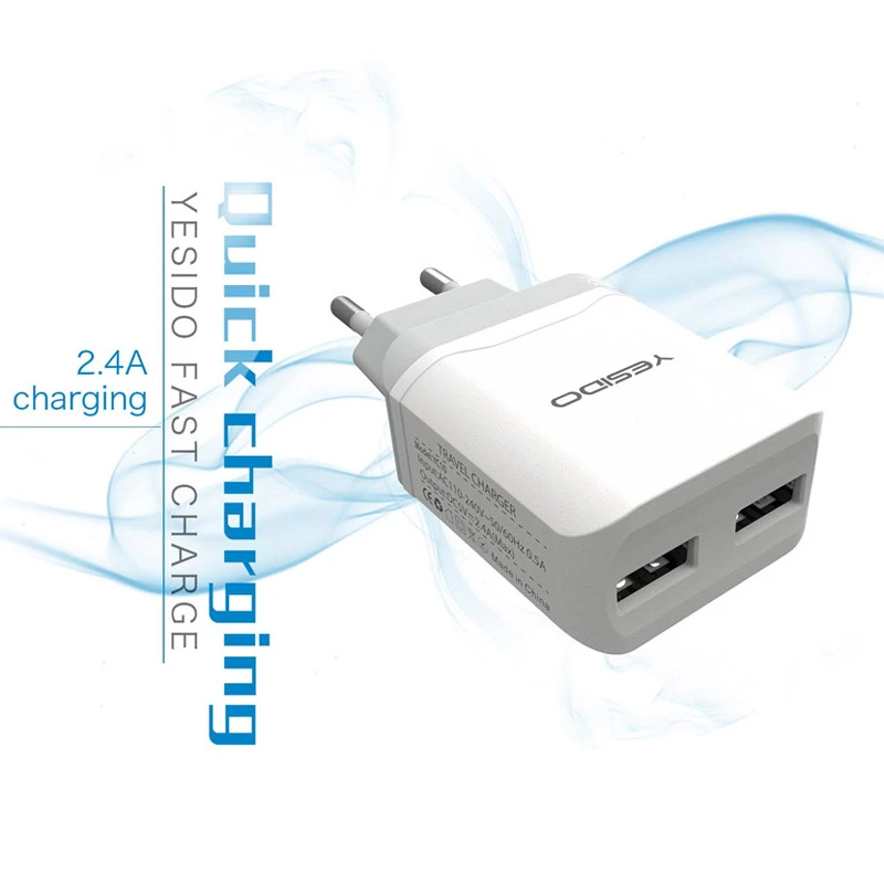 شارژر دیواری Yesido YC10 2Port 2.4A + کابل میکرو یو اس بی