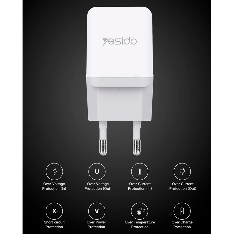 شارژر دیواری Yesido YC12 2Port 2.1A + کابل میکرو یو اس بی