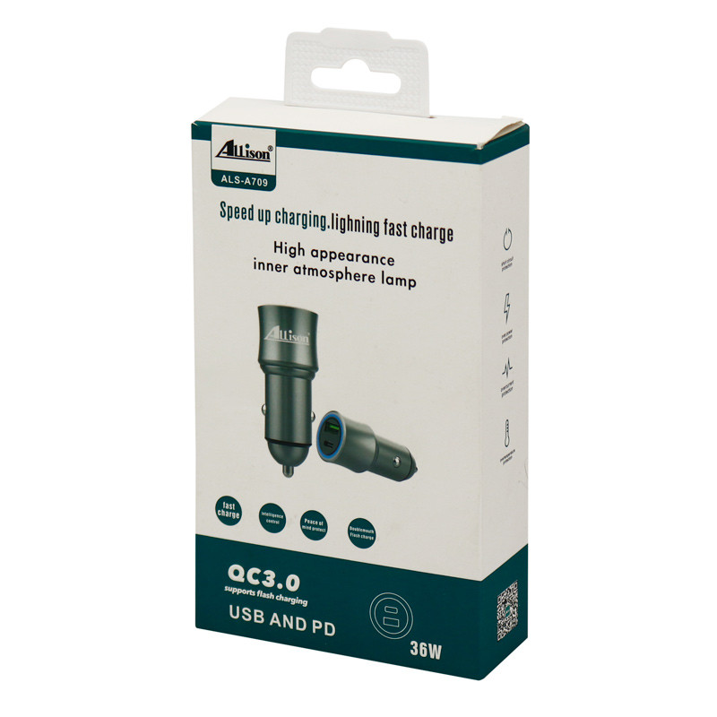 شارژر فندکی فست شارژ Allison ALS-A709 QC3.0 3A PD 36W