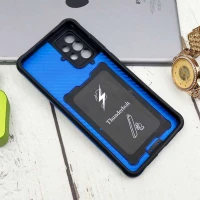 قاب ضد ضربه محافظ لنزدار کشویی هولدر دار بتمن Samsung Galaxy A72 آبی کاربنی
