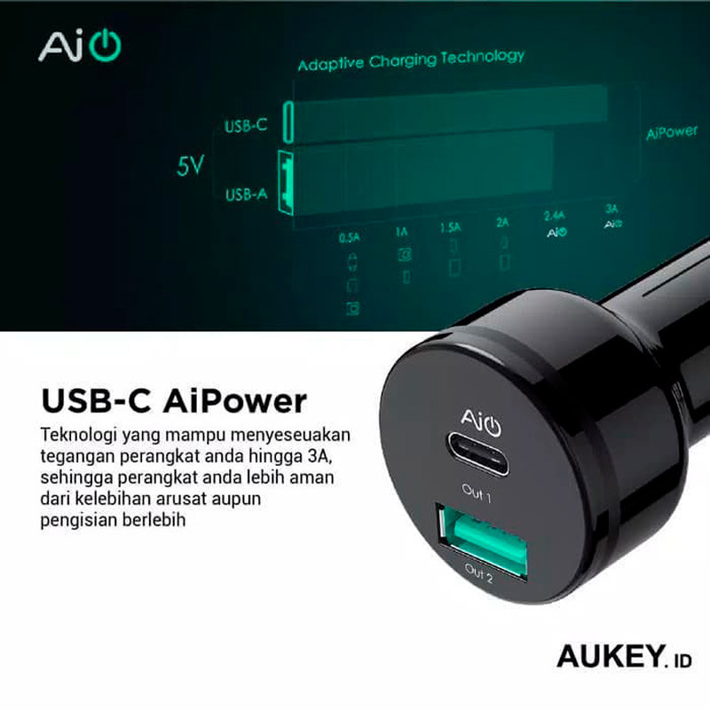 شارژر فندکی Aukey CC-Y9 3A 25.5W