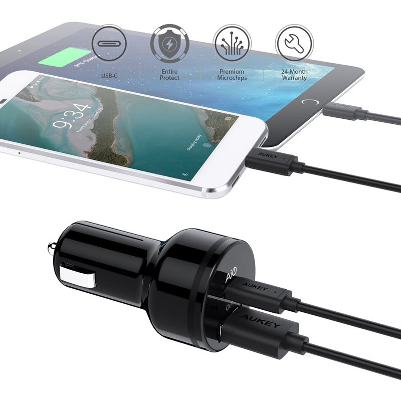 شارژر فندکی Aukey CC-Y9 3A 25.5W