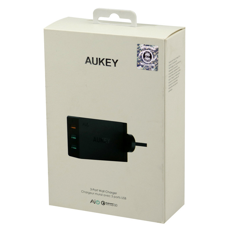 شارژر دیواری فست شارژ Aukey PA-T14 3Port QC3 3A 42W + کابل میکرو یو اس بی