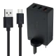 شارژر دیواری فست شارژ Aukey PA-T14 3Port QC3 3A 42W + کابل میکرو یو اس بی