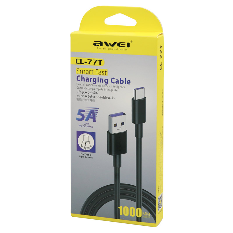 کابل فست شارژ Awei CL-77T 5A Type-C 1m