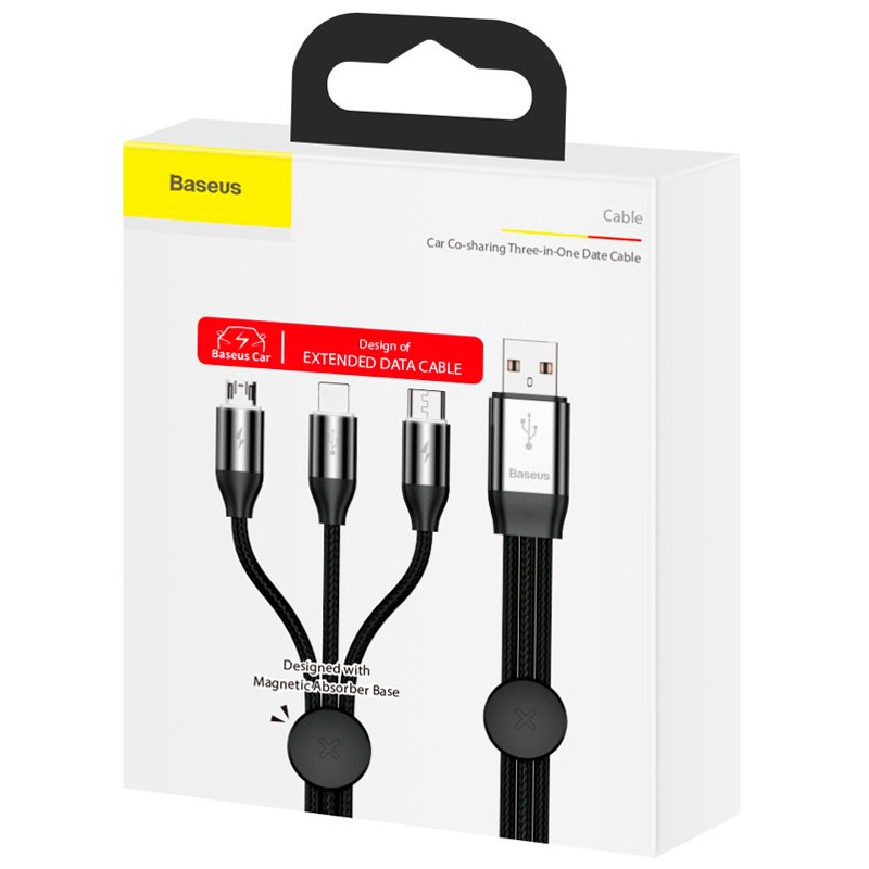 کابل 3 سر فست شارژ Baseus CAMLT-FX 3.5A 1m