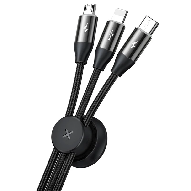 کابل 3 سر فست شارژ Baseus CAMLT-FX 3.5A 1m