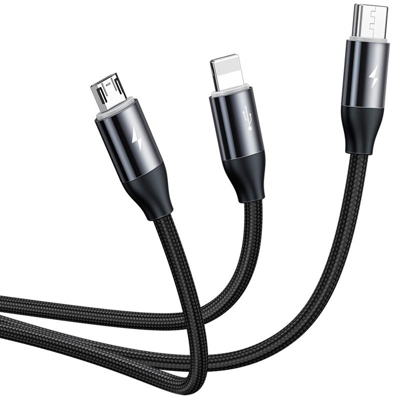 کابل 3 سر فست شارژ Baseus CAMLT-FX 3.5A 1m