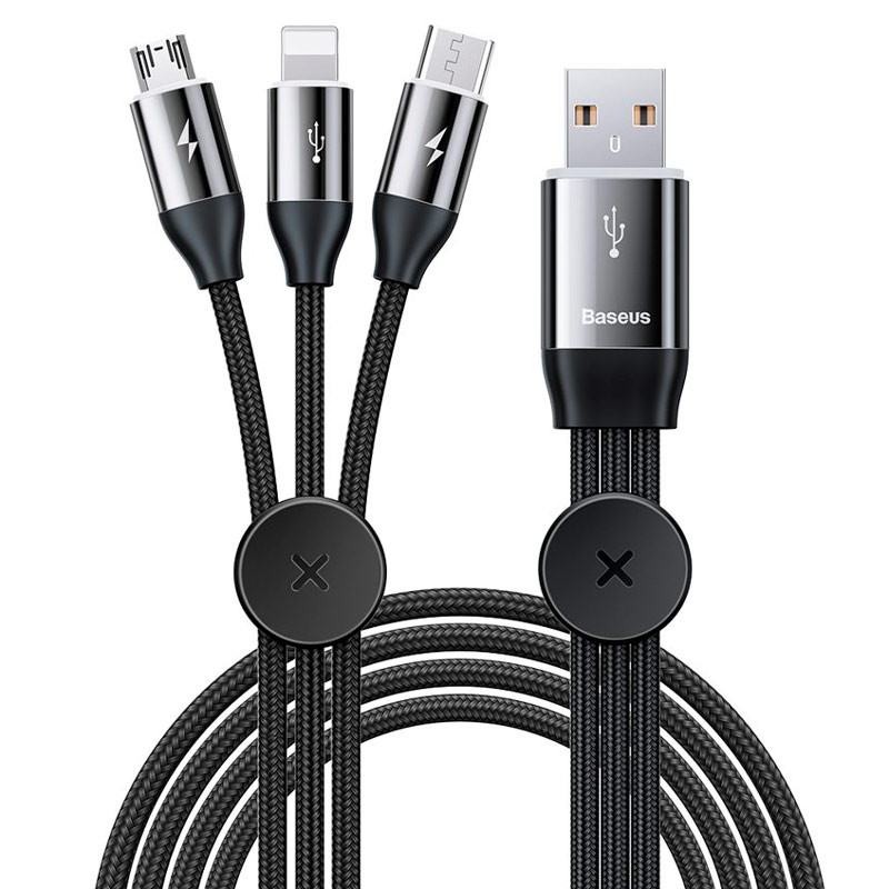کابل 3 سر فست شارژ Baseus CAMLT-FX 3.5A 1m