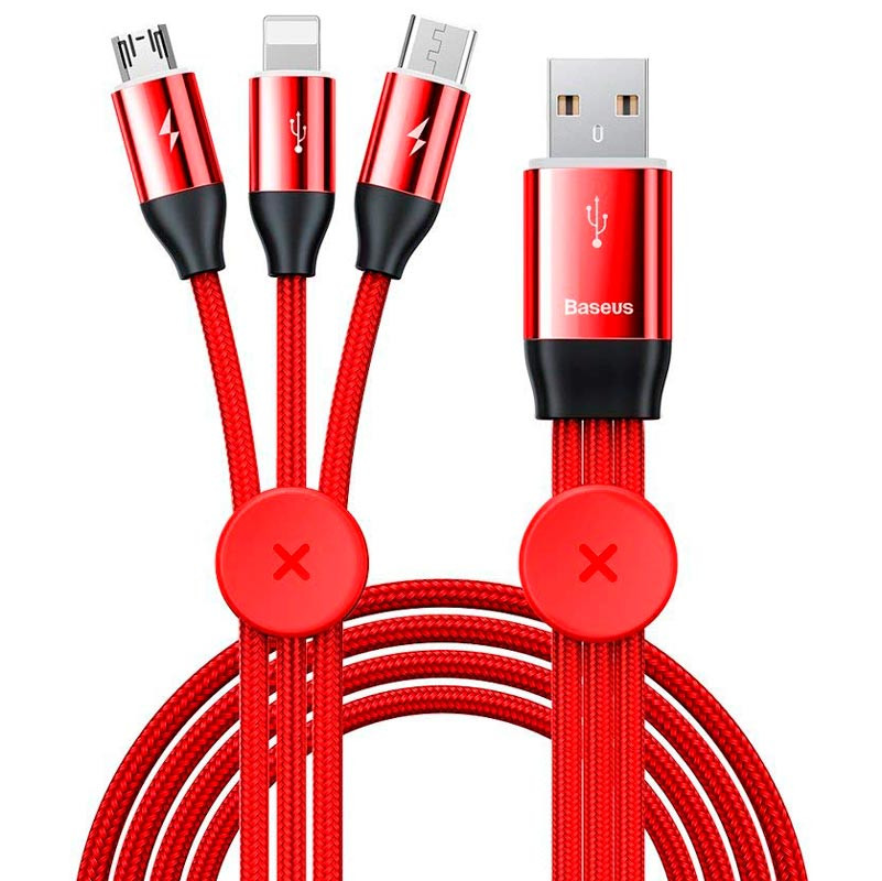 کابل 3 سر فست شارژ Baseus CAMLT-FX 3.5A 1m