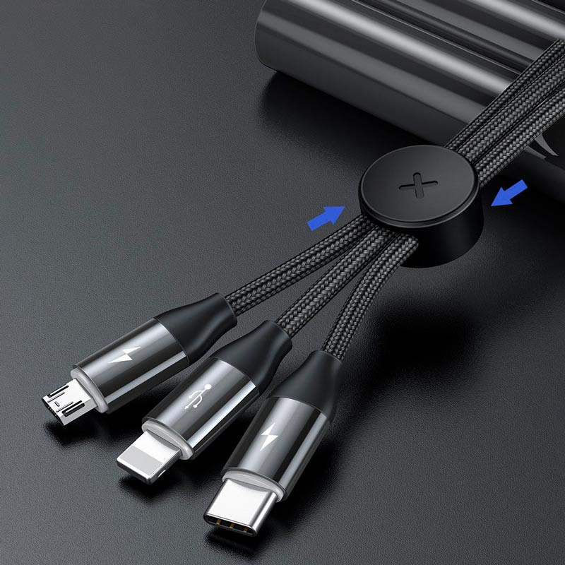 کابل 3 سر فست شارژ Baseus CAMLT-FX 3.5A 1m