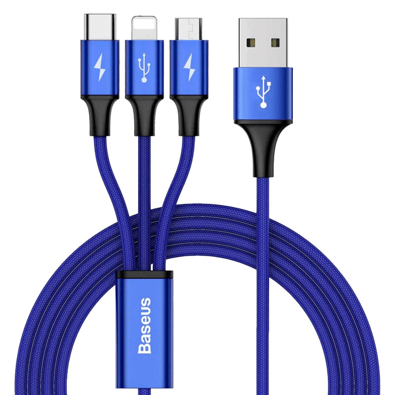 کابل 3 سر فست شارژ Baseus Rapid Series CAMLT-SU 3A 1.2m
