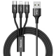 کابل 3 سر فست شارژ Baseus Rapid Series CAMLT-SU 3A 1.2m