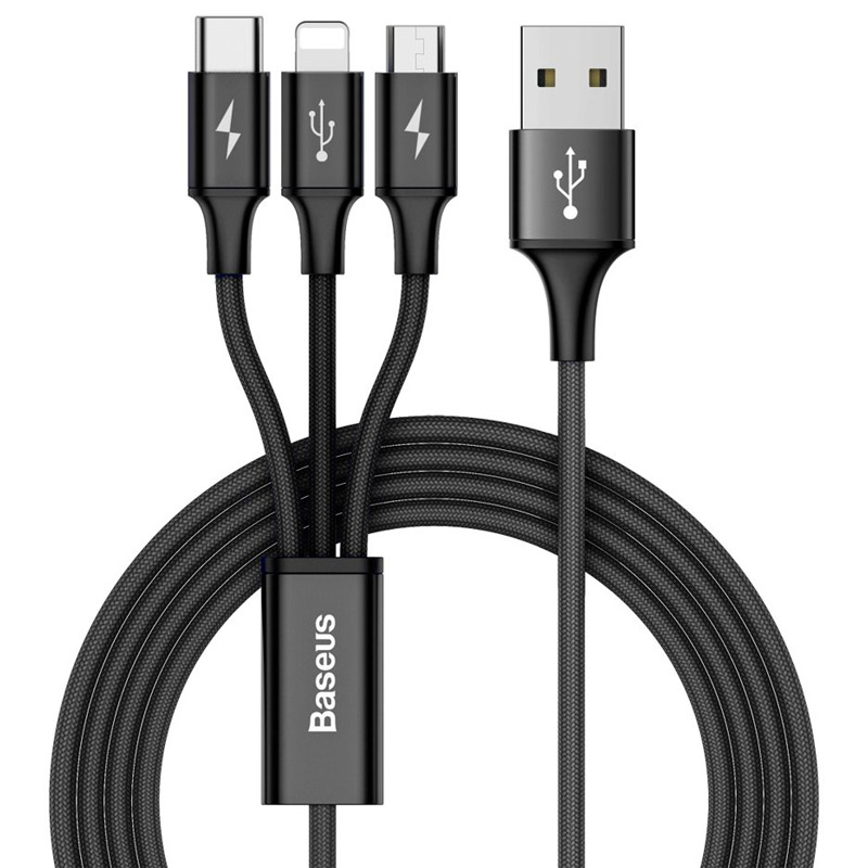 کابل 3 سر فست شارژ Baseus Rapid Series CAMLT-SU 3A 1.2m