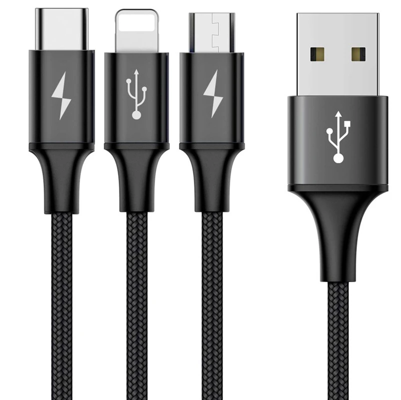 کابل 3 سر فست شارژ Baseus Rapid Series CAMLT-SU 3A 1.2m