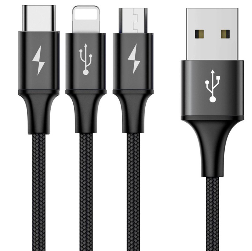 کابل 3 سر فست شارژ Baseus Rapid Series CAMLT-SU 3A 1.2m